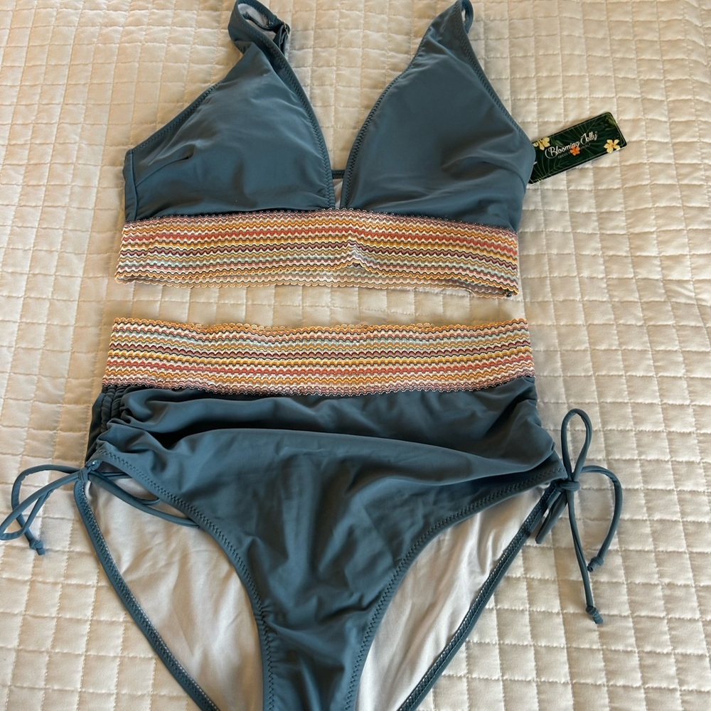 Blooming Jelly Women’s High waist Tummy Control Cinch side 2 pc Sz Lg-NWT